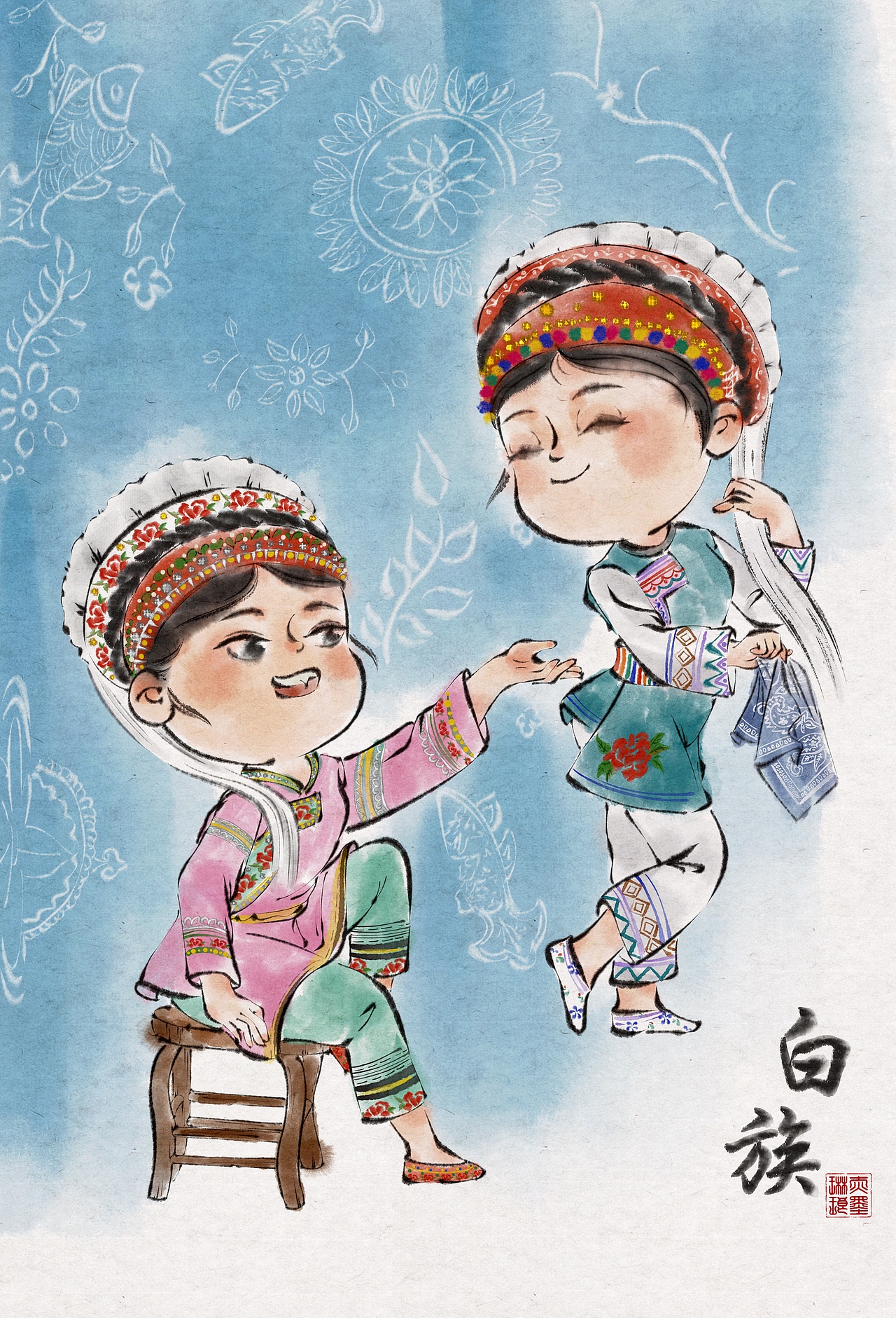 最爱民族风！少数民族的服饰简直太好看啦~（图ZMzkyMzE3NDUy） - 儿童插画 - 站酷设计师赤墨琳琅原创素材 - 站酷ZCOOL