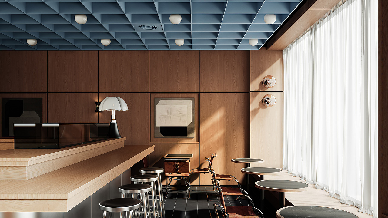 写实渲染｜还原一家英式寿司店的室内氛围（图ZMzkyMzIyOTc2） - 酒店餐饮设计 - 站酷设计师留白三分原创素材 - 站酷ZCOOL
