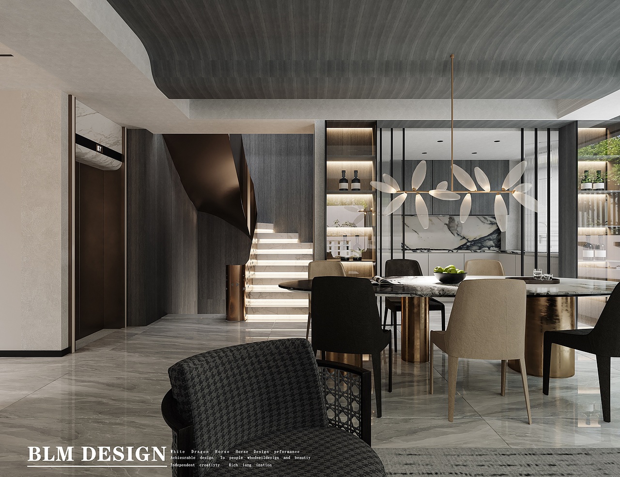 别墅 黑白灰 纯色简约风 渲染案例