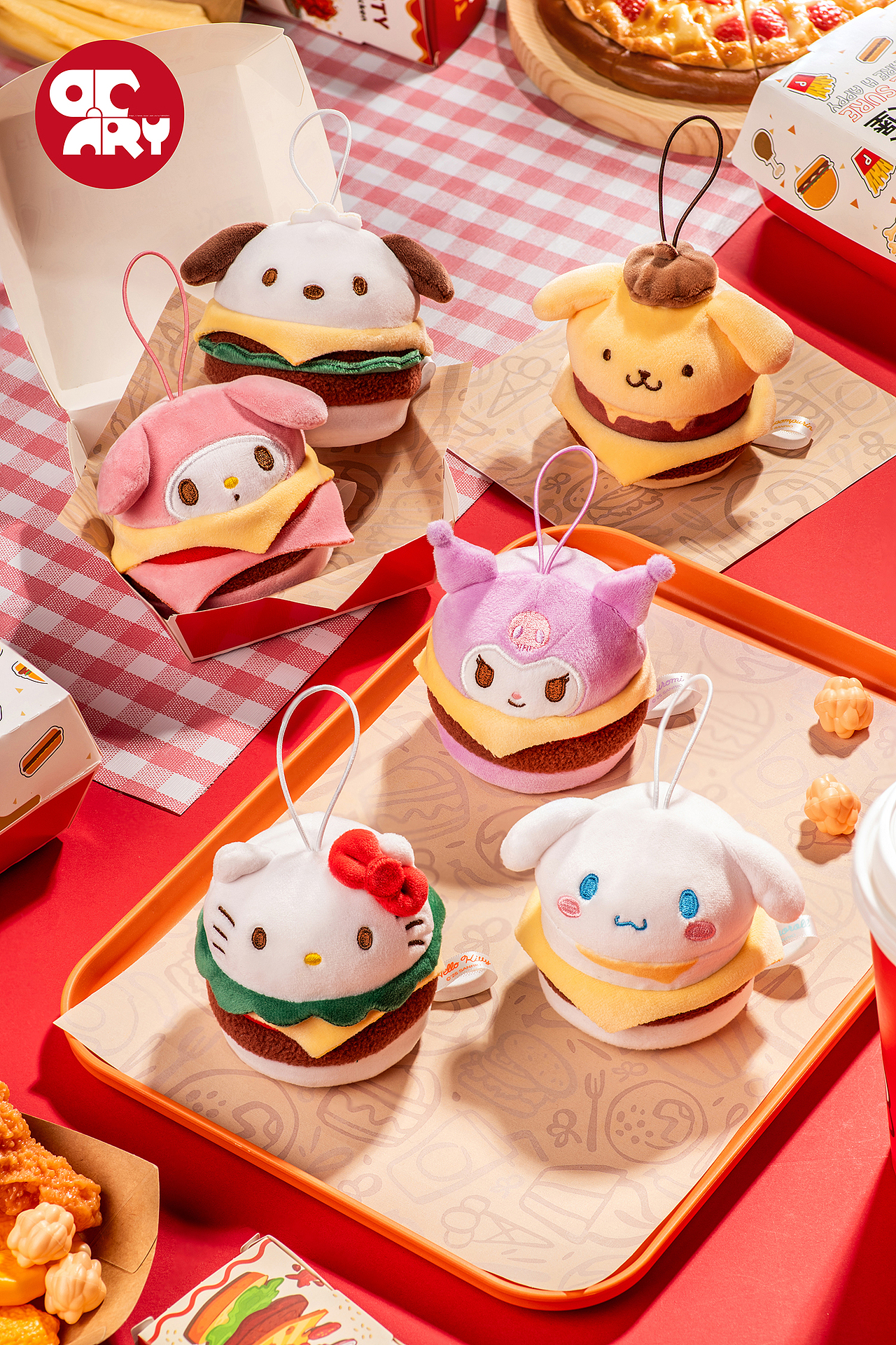 萌趣 Sanrio characters汉堡包系列毛绒捏捏乐拍摄