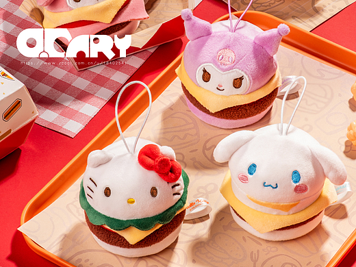 萌趣 Sanrio characters汉堡包系列毛绒捏捏乐拍摄