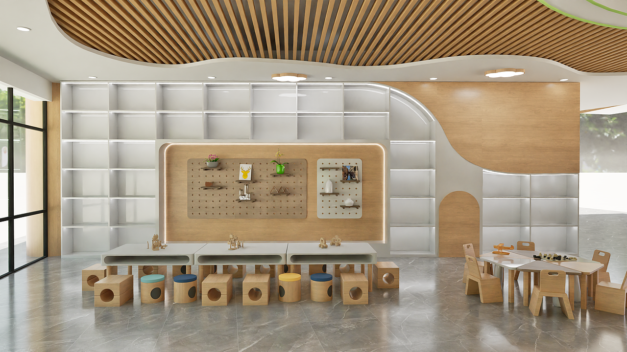 原木色幼儿园大厅设计（图ZMzkyMzYwMTE2） - 其他空间 - 站酷设计师DCINDESIGN原创素材 - 站酷ZCOOL