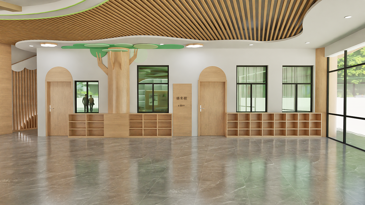 原木色幼儿园大厅设计（图ZMzkyMzYwMTIw） - 其他空间 - 站酷设计师DCINDESIGN原创素材 - 站酷ZCOOL