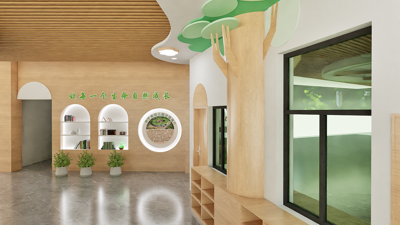 原木色幼儿园大厅设计（图ZMzkyMzYwMTI4） - 其他空间 - 站酷设计师DCINDESIGN原创素材 - 站酷ZCOOL