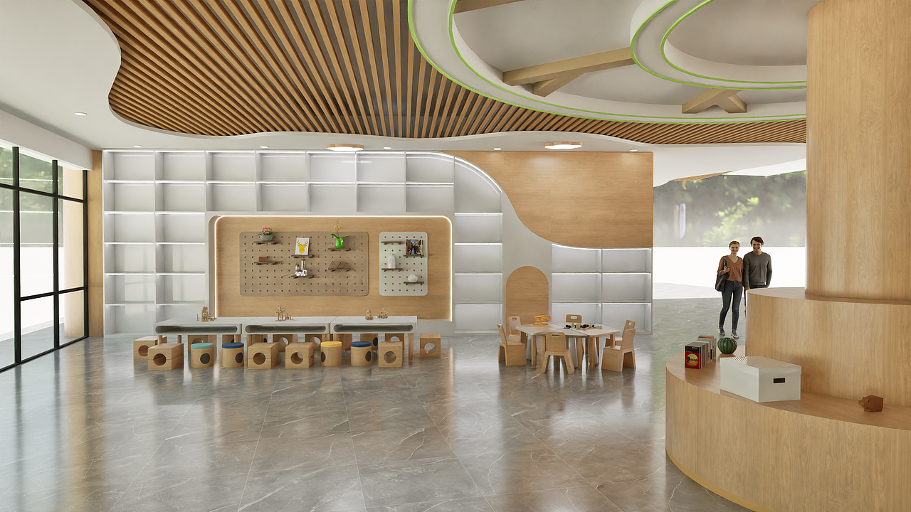 原木色幼儿园大厅设计（图ZMzkyMzYwMTEy） - 其他空间 - 站酷设计师DCINDESIGN原创素材 - 站酷ZCOOL