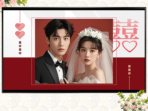 婚礼视频 婚纱照电子相册制作PPT模板