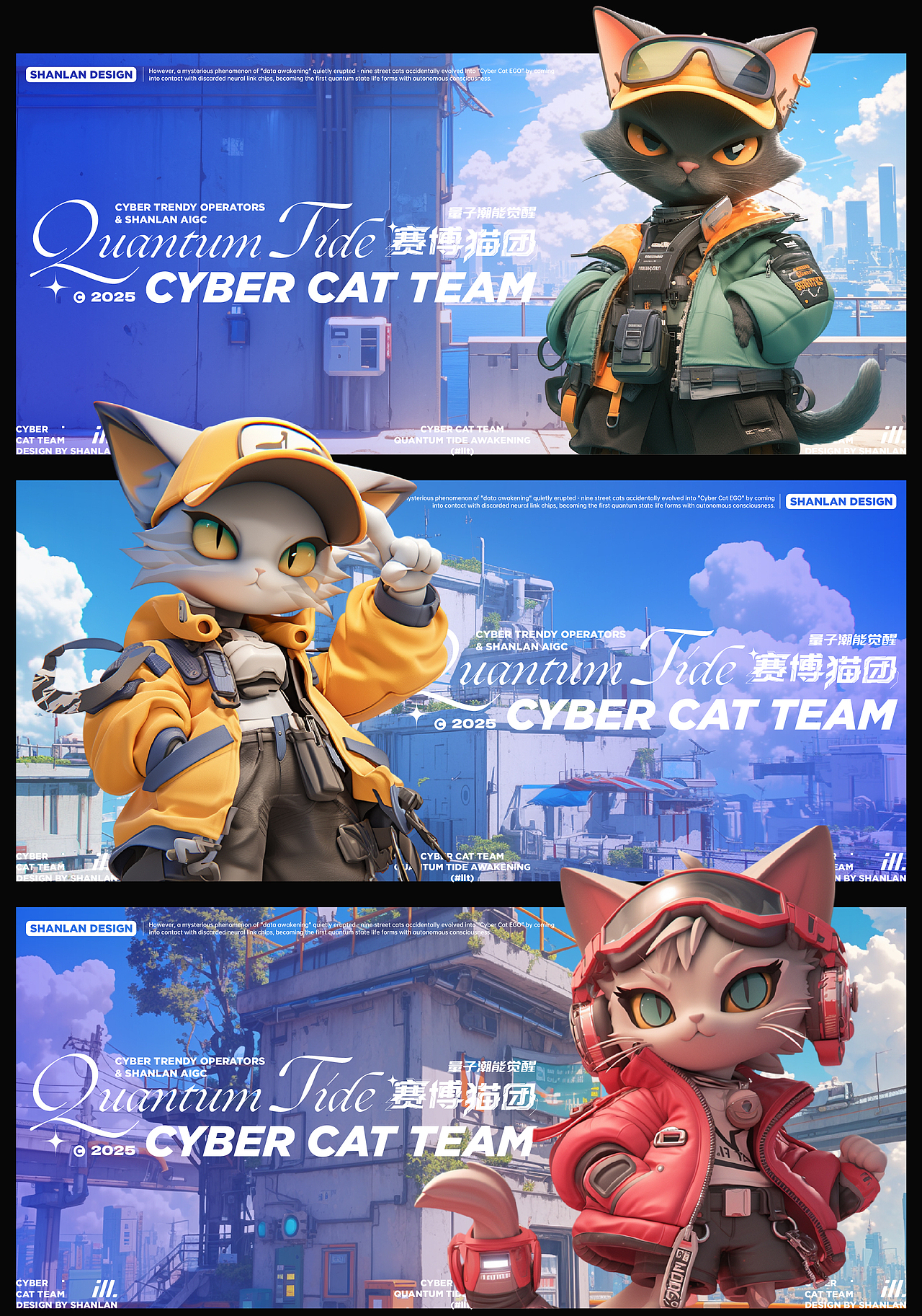 AIGC&猫咪IP设计——赛博猫团（图ZMzkyMzg5ODA0） - 新锐潮流插画 - 站酷设计师山岚SHANLAN原创素材 - 站酷ZCOOL