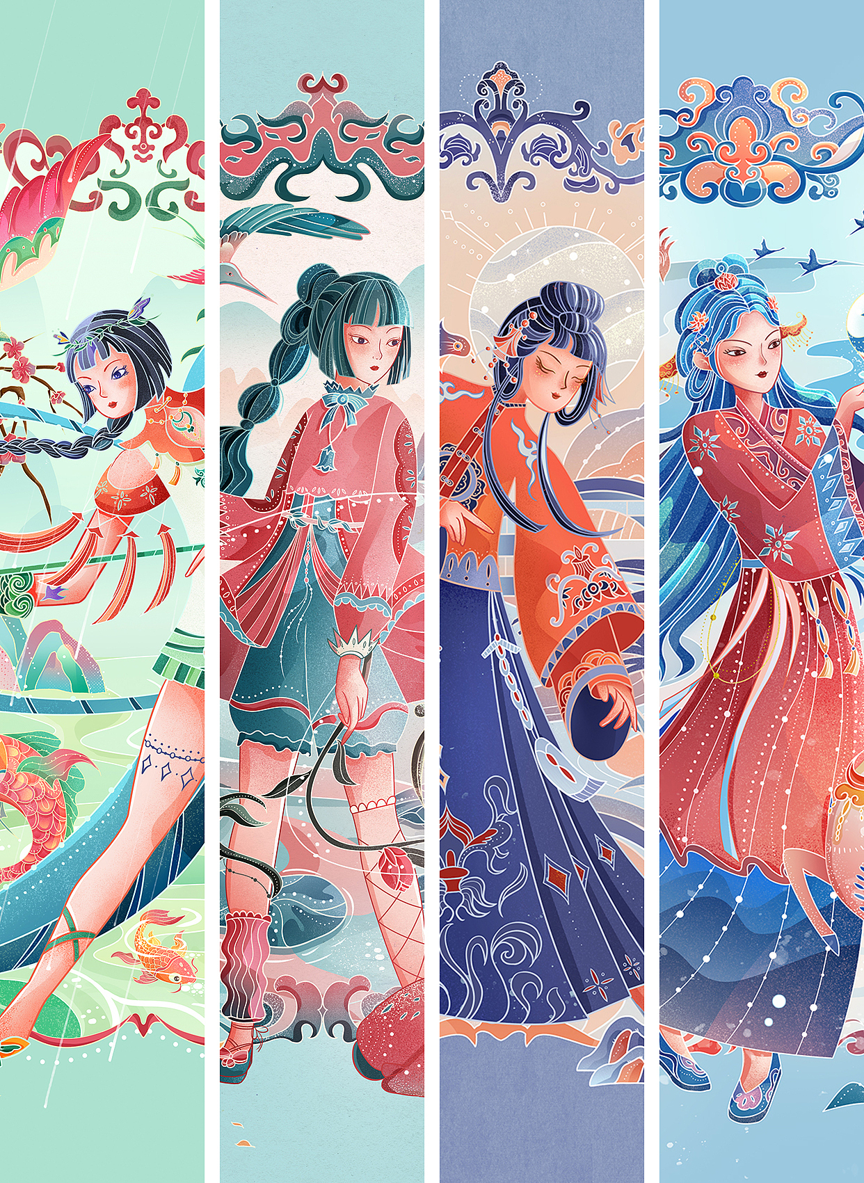 四季合集 | 国潮节气插画（图ZMzkyMzkzMjY0） - 商业插画 - 站酷设计师蒲烧鳗鱼原创素材 - 站酷ZCOOL