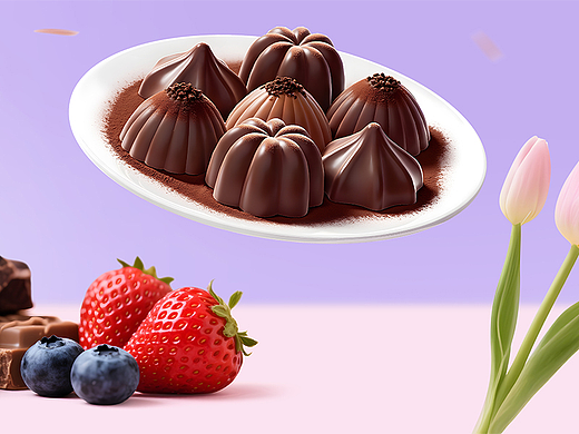 巧克力主题门店灯箱软膜C4D渲染+AI