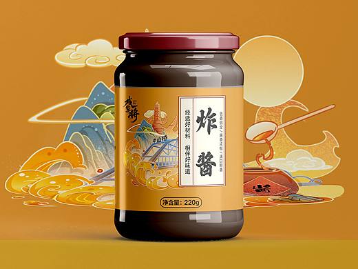 【手绘炸酱瓶瓶贴设计】