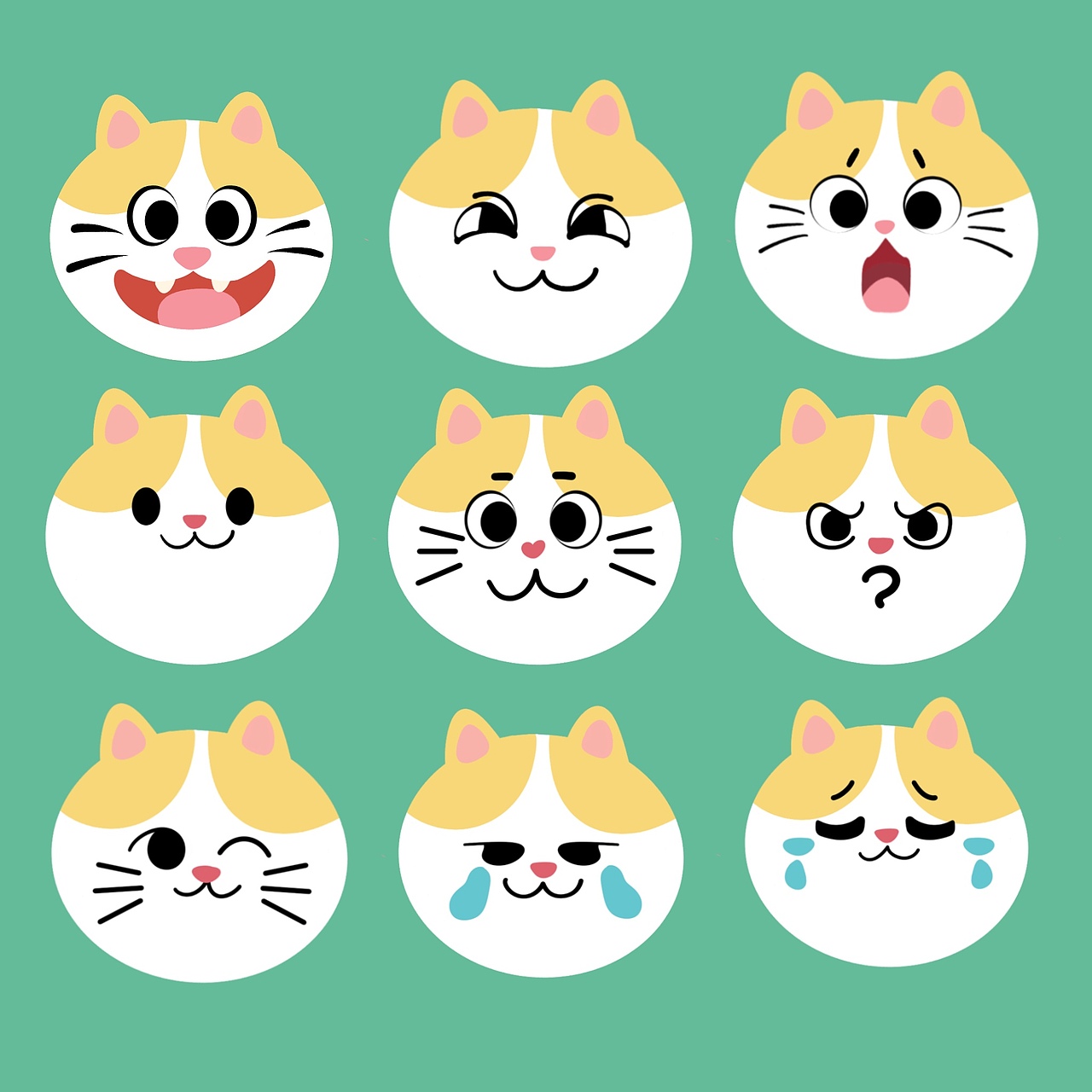 猫咪贴纸（图ZMzkyNDI4OTI0） - 商业插画 - 站酷设计师橙子hjh原创素材 - 站酷ZCOOL