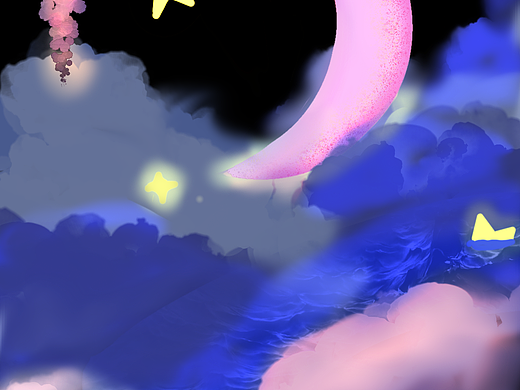 新手画《云上的星月》