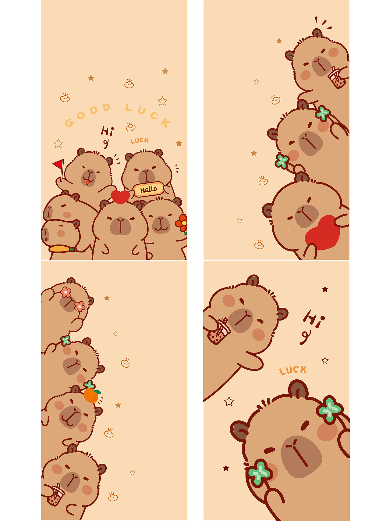 卡皮巴拉卡通壁纸IP卡通形象插画手机壳高清壁纸