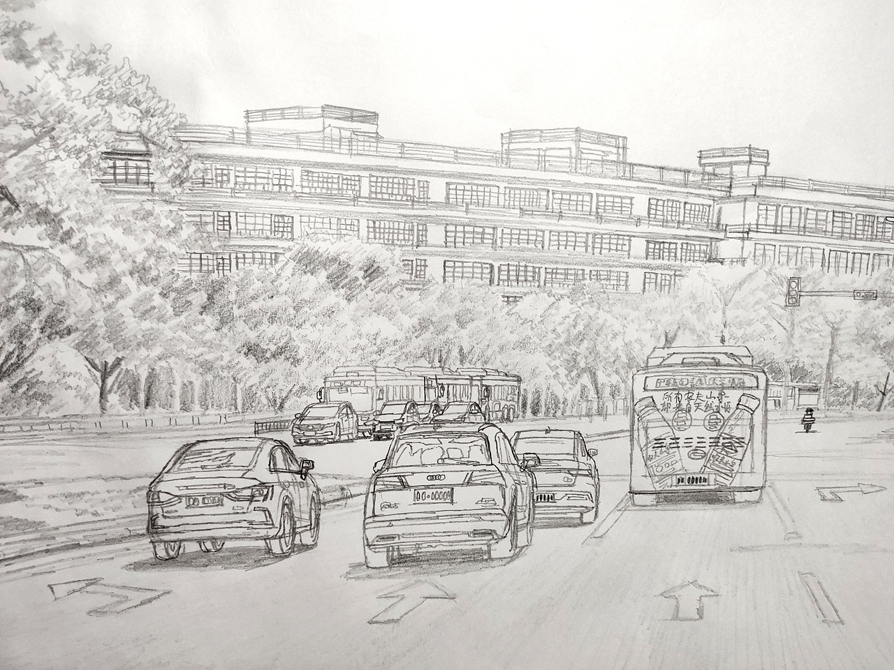 A3手绘|去往广美大学城校区的路上①