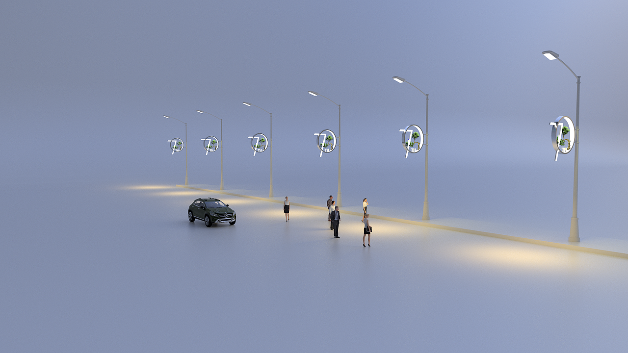 国庆70周年,北京西山路灯景观