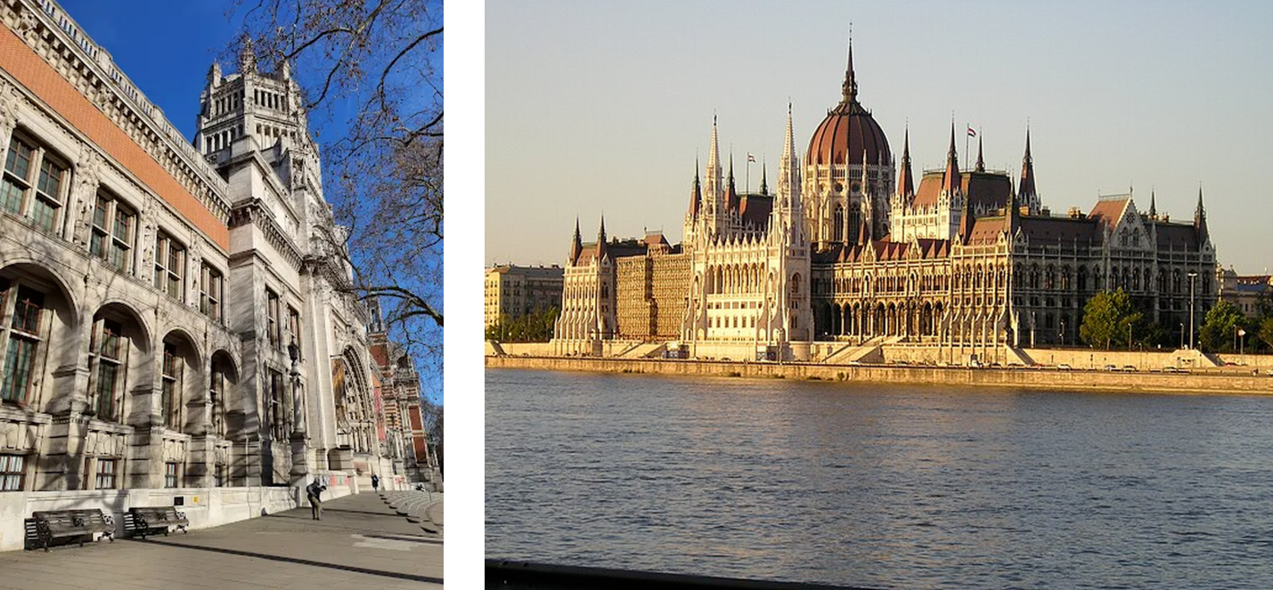 左图 维多利亚与阿尔伯特博物馆                                                                                             右图 匈牙利国会大厦