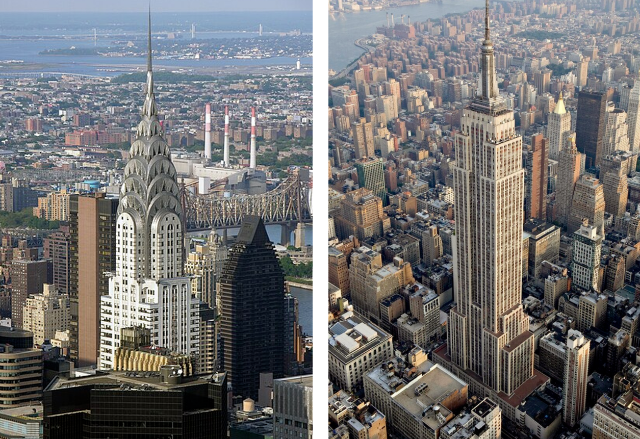 左图 克莱斯勒大厦                                                                                                 右图 帝国大厦