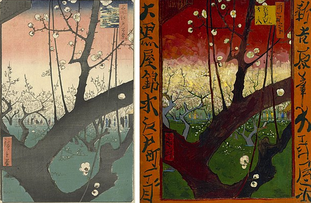 梵高临摹浮世绘《龟户梅屋铺》