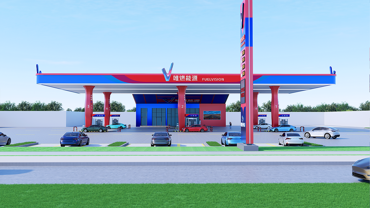 加油站，充电站综合能源站设计效果图（图ZMzkyNDk2MTgw） - 建筑/空间 - 站酷设计师唯燃能源设计原创素材 - 站酷ZCOOL