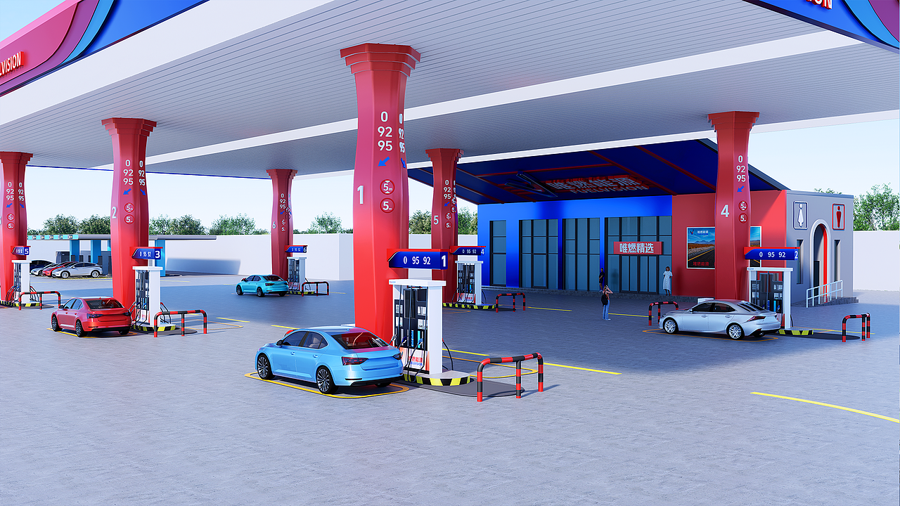 加油站，充电站综合能源站设计效果图（图ZMzkyNDk2MTY4） - 建筑/空间 - 站酷设计师唯燃能源设计原创素材 - 站酷ZCOOL