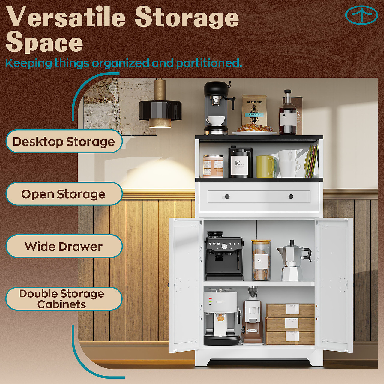 米子矮柜 | 亚马逊主副图设计渲染 | 美式复古风质感
