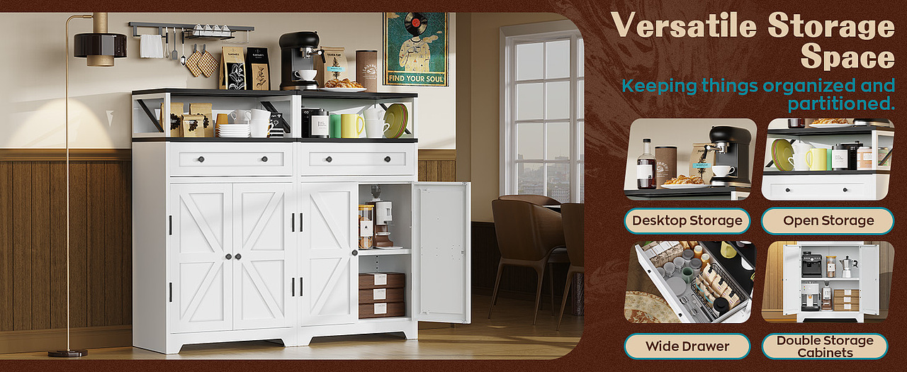 米子矮柜 | 亚马逊主副图设计渲染 | 美式复古风质感