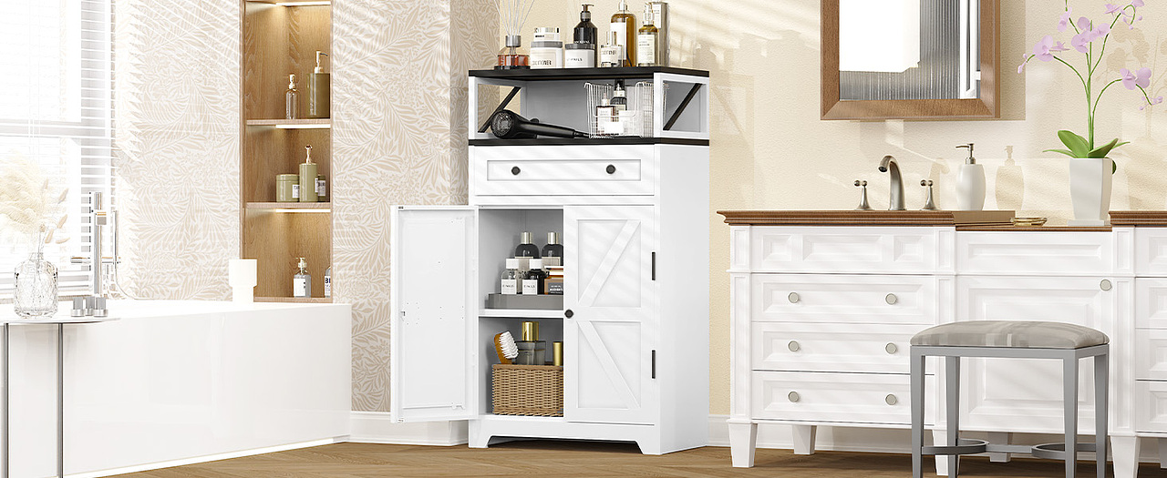 米子矮柜 | 亚马逊主副图设计渲染 | 美式复古风质感