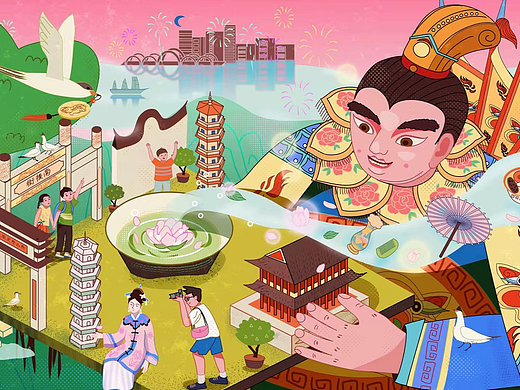 福州文旅插画《福礼》