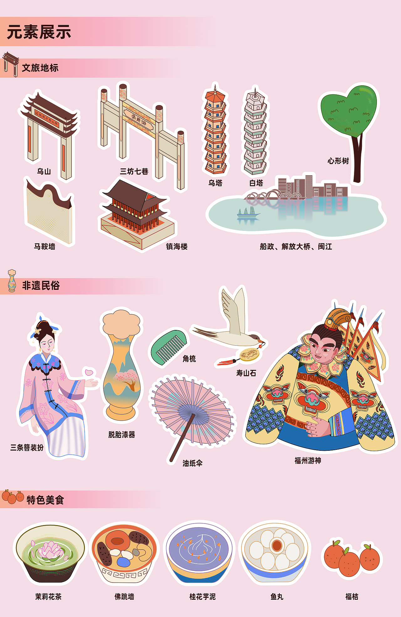 福州文旅插画《福礼》（图ZMzkyNTMyOTk2） - 商业插画 - 站酷设计师莫高Mogao原创素材 - 站酷ZCOOL
