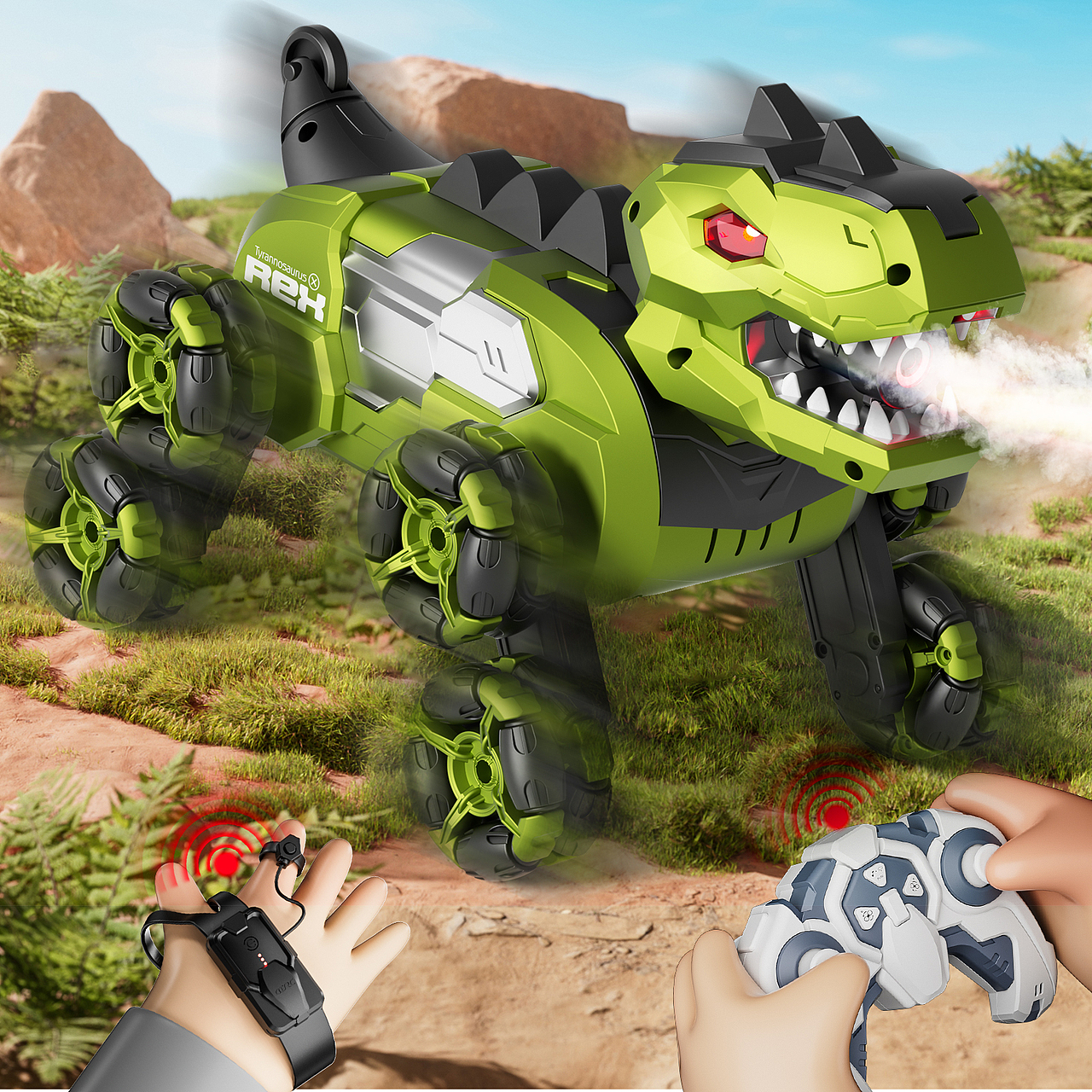喷雾恐龙特技车产品渲染图-亚马逊平台