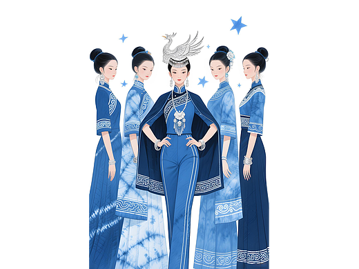 静水深流：手绘蓝韵织就时空回响