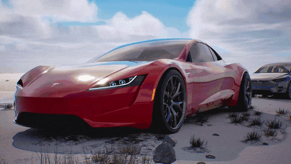 特斯拉Roadster - 户外漫游光影动画展示!