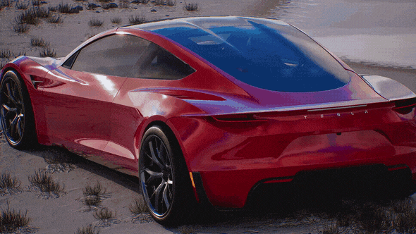 特斯拉Roadster - 户外漫游光影动画展示!