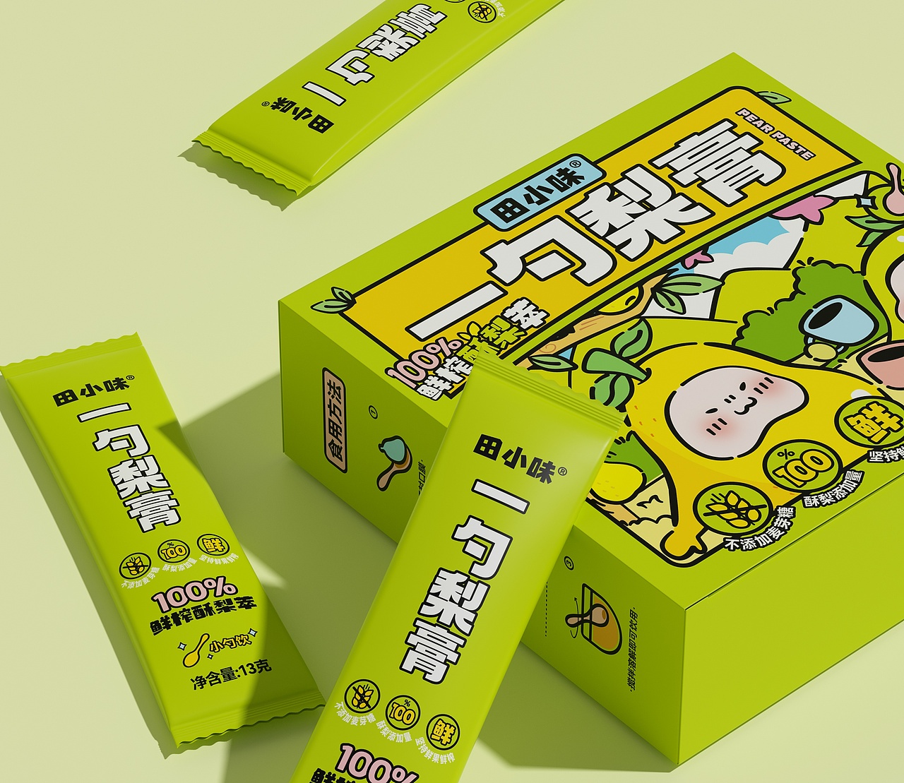 秋梨膏年轻化可爱IP包装设计