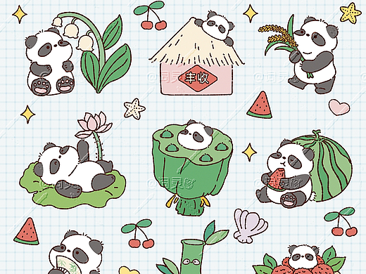 插画合集 | 夏日节气×清凉熊猫