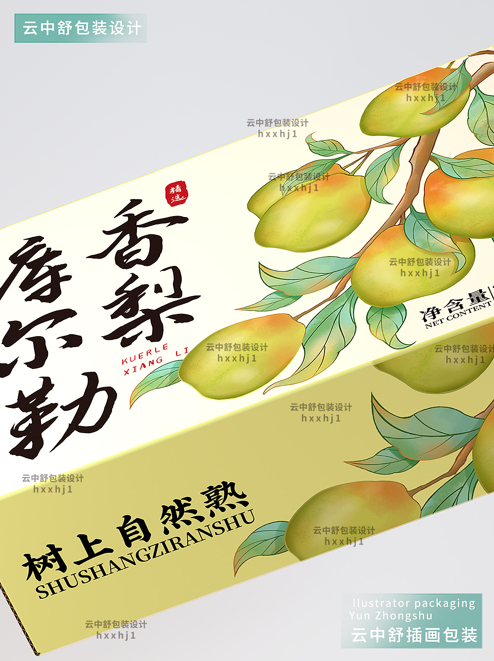 库尔勒香梨包装设计高端礼盒香梨插画可授权