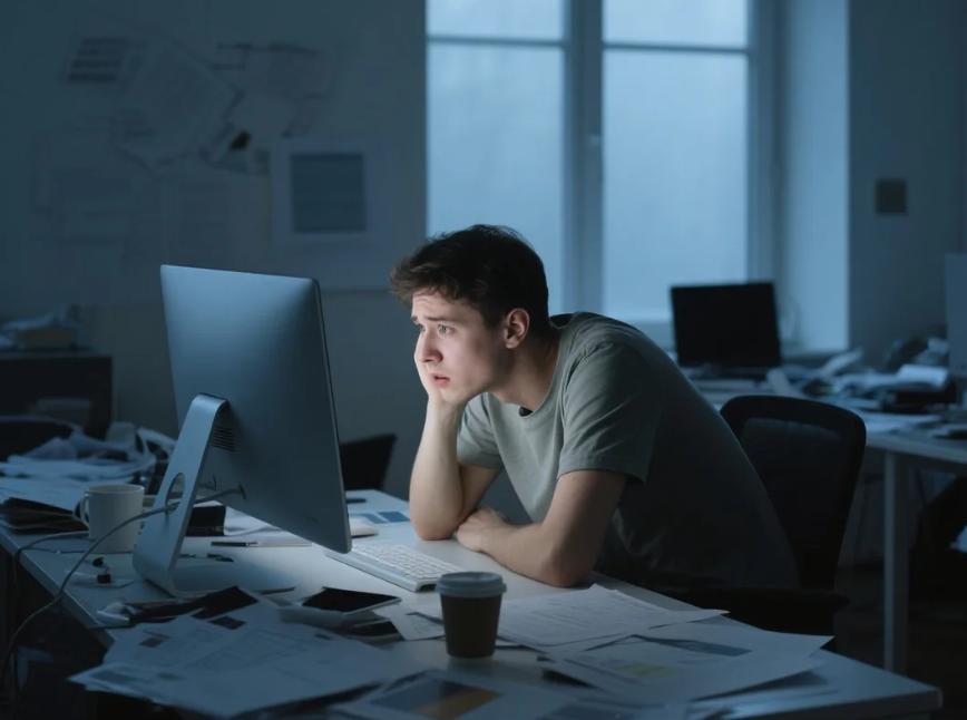 收不到款就要工作的设计师状态—AI生成