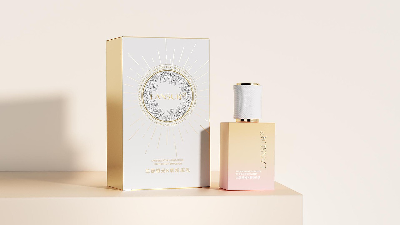 绒光K氧粉底乳套盒包装设计