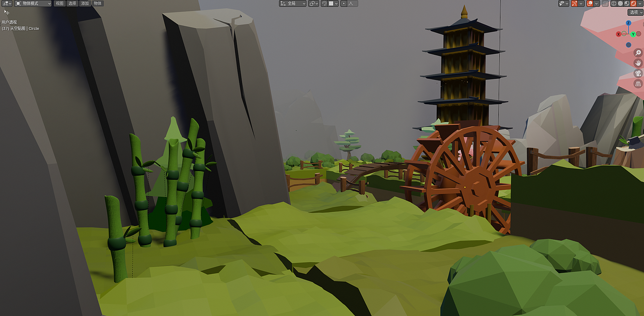 Lowpoly古风小世界