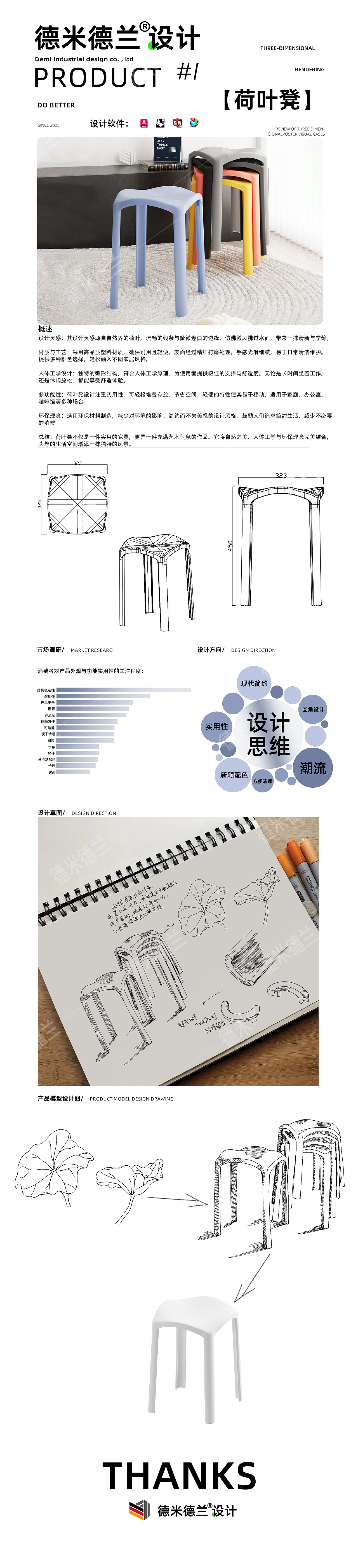 德米德兰工业设计 荷叶凳产品设计案例分享.