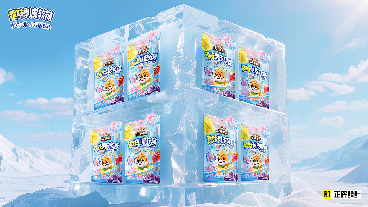 食品包装设计正解公司X三只松鼠剥皮软糖包装袋设计