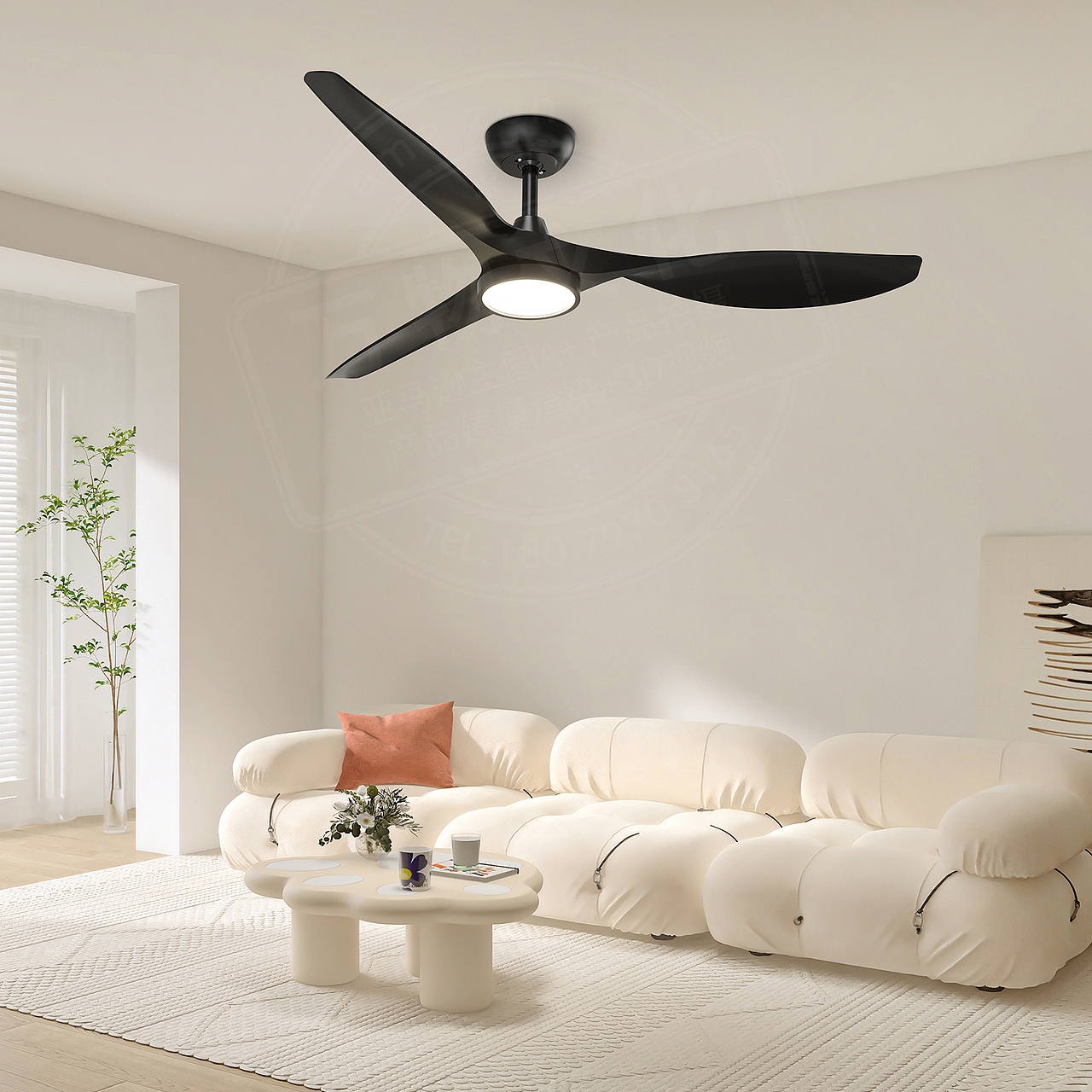 跨境电商亚马逊风扇灯建模渲染主副图设计