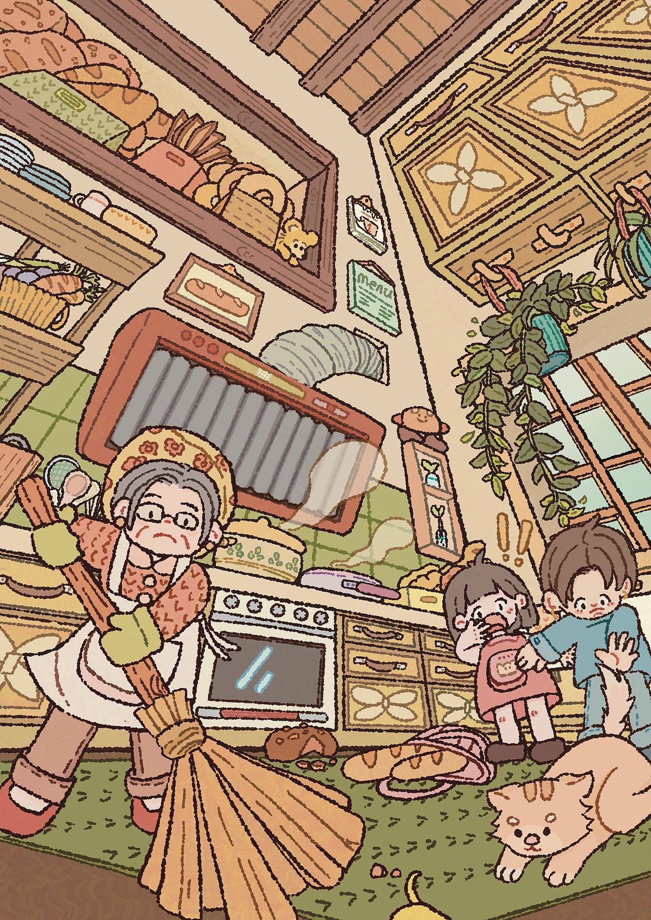 面包小镇特色视角系列插画