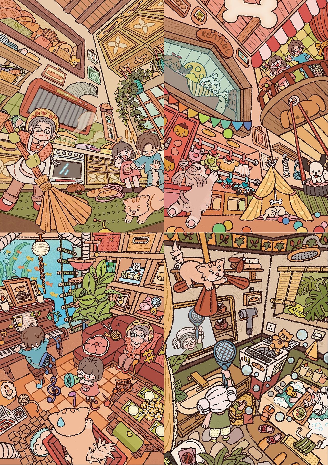 面包小镇特色视角系列插画