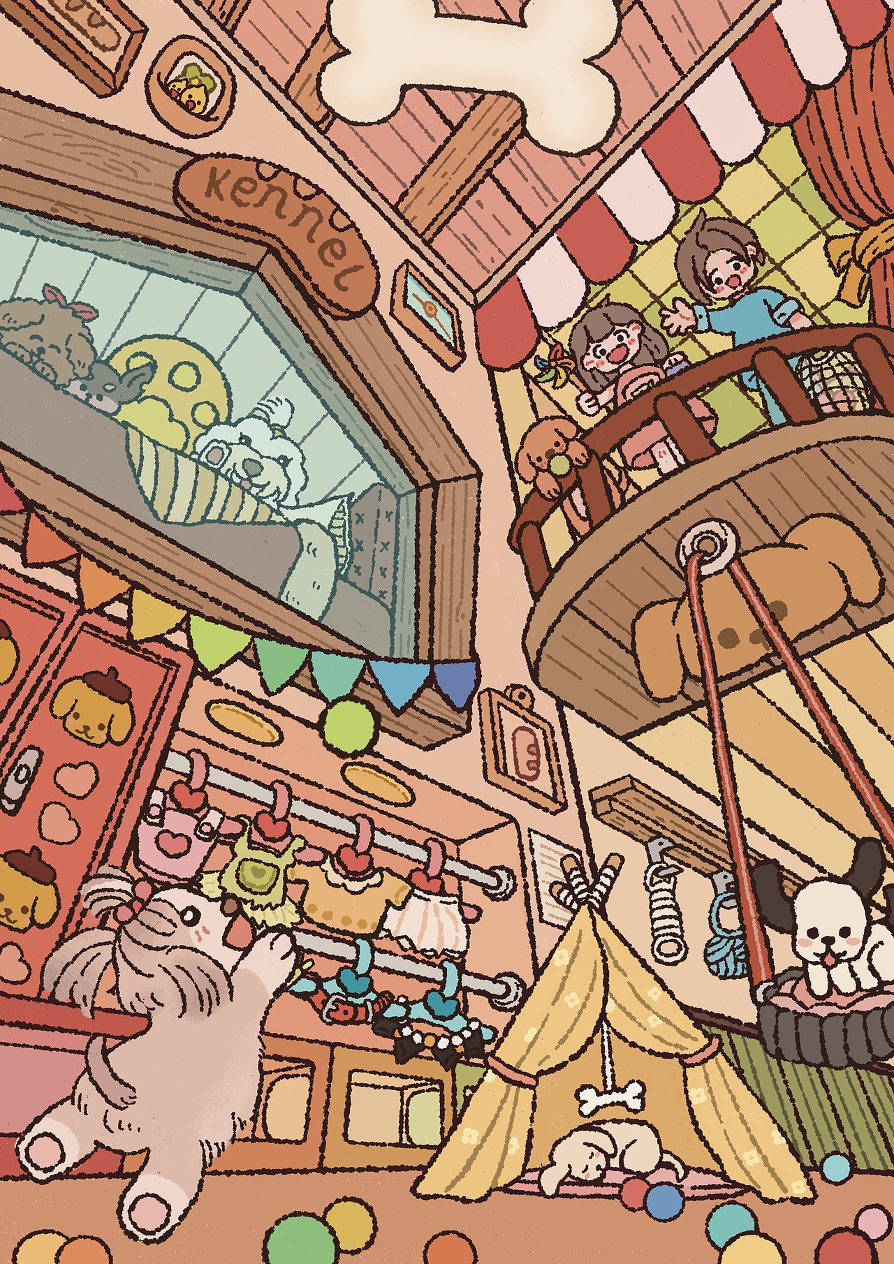 面包小镇特色视角系列插画