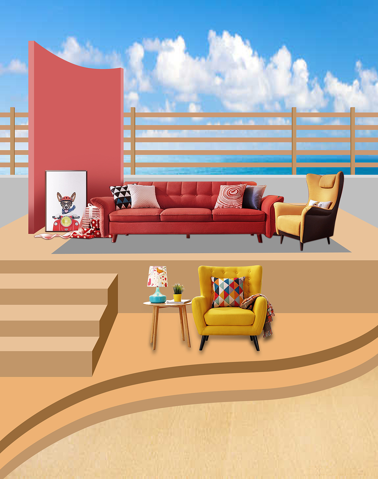 海天为幕，家具成景（图ZMzkyODEyOTg4） - 场景 - 站酷设计师熊猫爱吃小竹子原创素材 - 站酷ZCOOL