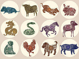 十二生肖 | 民俗 | 剪纸风生肖插画