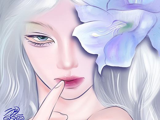 厚涂头像紫色少女