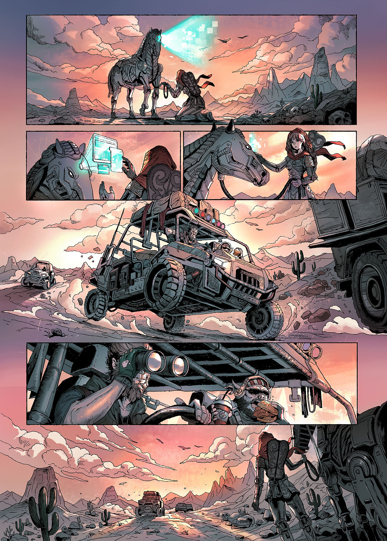 《沙漠机械芯》原创短篇 线稿+彩色