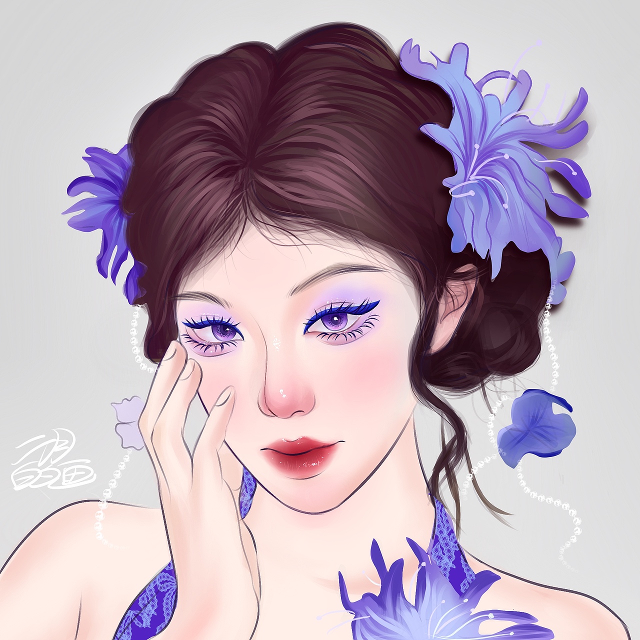 紫色少女头像（图ZMzkyODM0OTMy） - 艺术插画 - 站酷设计师二月的画原创素材 - 站酷ZCOOL